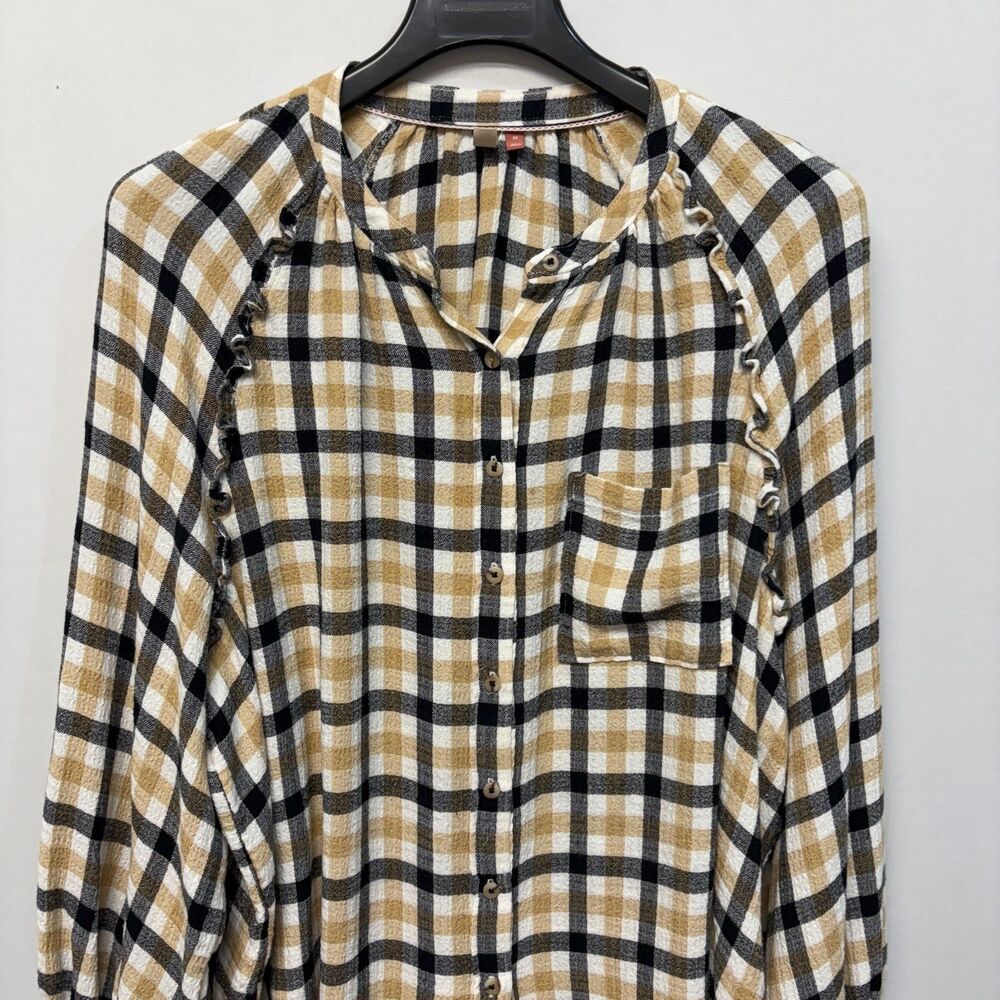 Pilcro Anthropologie Women Long Sleeve Blouse Top Shirt Size 2X Plaid C063 -16 - Picture 9 of 16